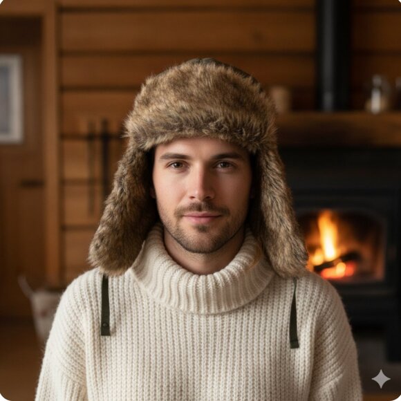 John Boy Trapper Hat Bomber Hat Faux Fur One Size Cold Gear Raingear Hunting - Picture 1 of 12